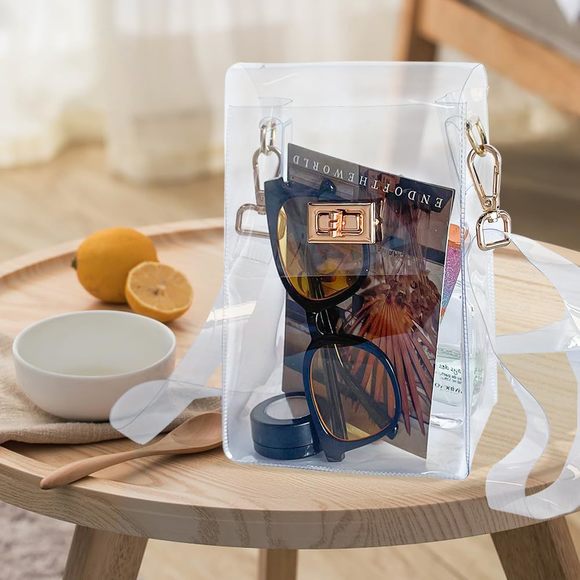 Clear Iridescent Shoulder Purse, Holographic Transparent Crossbody Bag See UwU - Picture 3 of 7